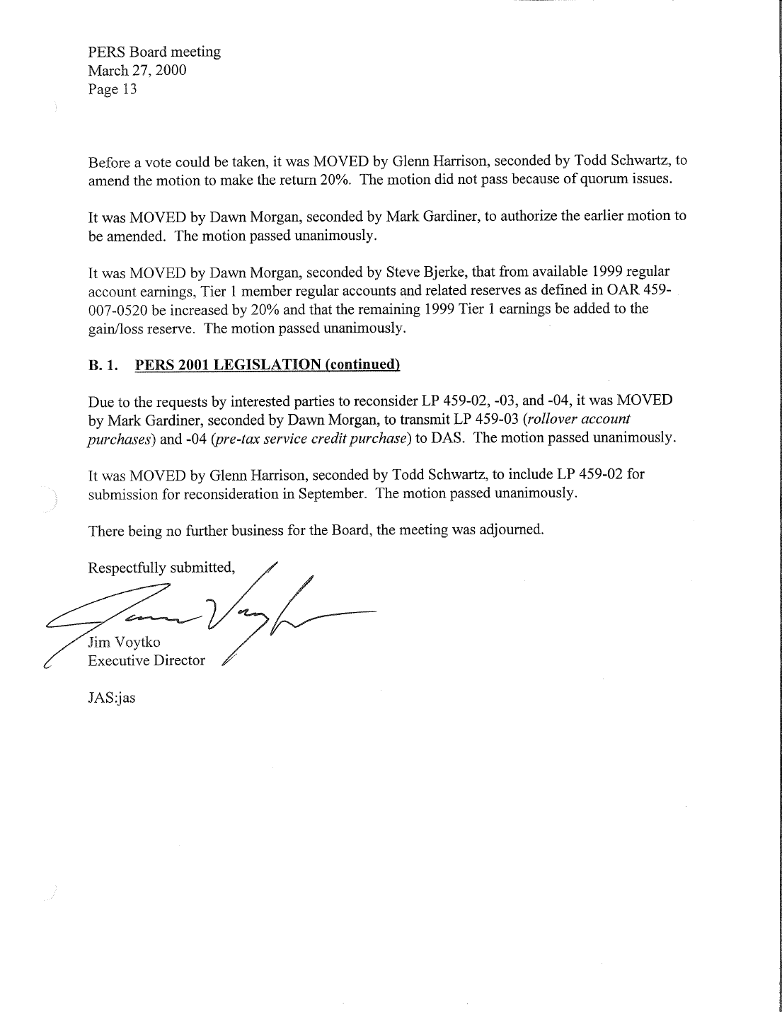 Original packet page 13: Amendment proceedings and the final 20% motion. Its contents are described immediately above.